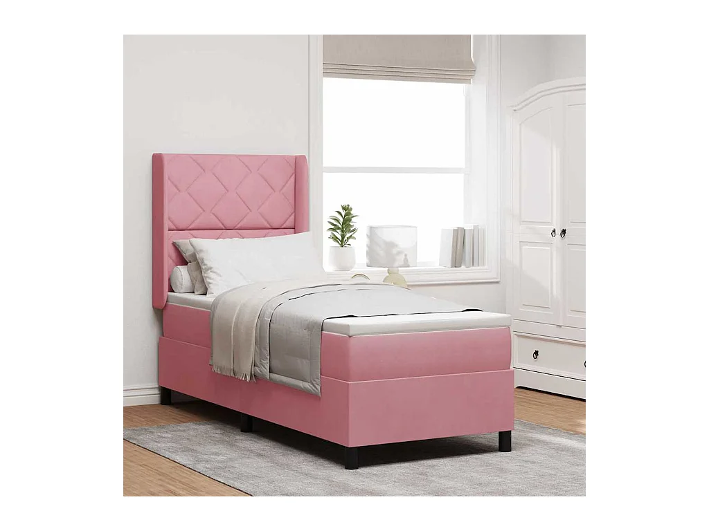 Boxspring bed met hoofdeinde Roze 80 x 200 cm Fluweel