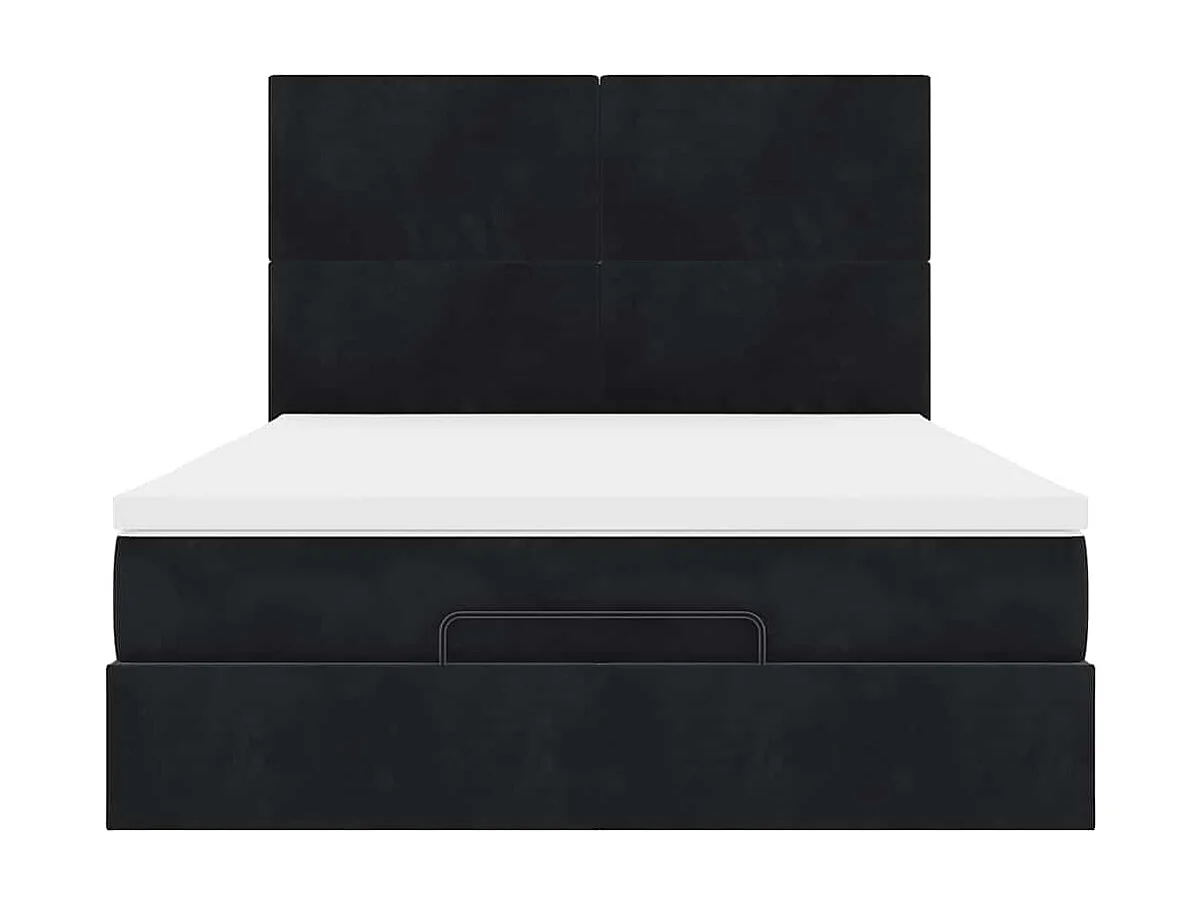 Cadre de lit ottoman avec matelas noir 140x200 cm velours