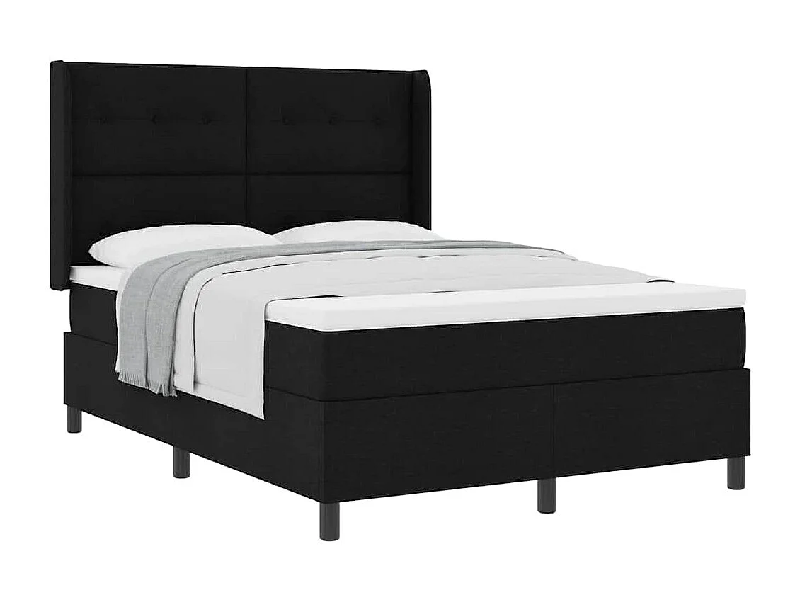 Cadre de lit avec matelas Noir 140 x 190 cm tissu