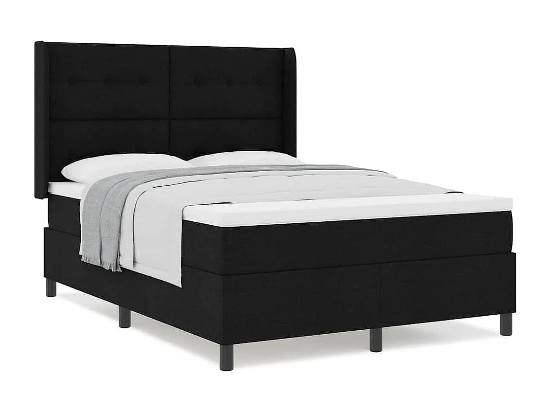 Cadre de lit avec matelas Noir 140 x 190 cm tissu