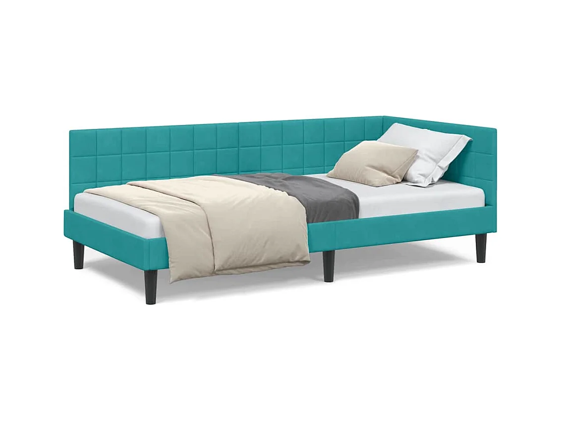 Cadre de lit d'angle Turquoise 90 x 200 cm Velours