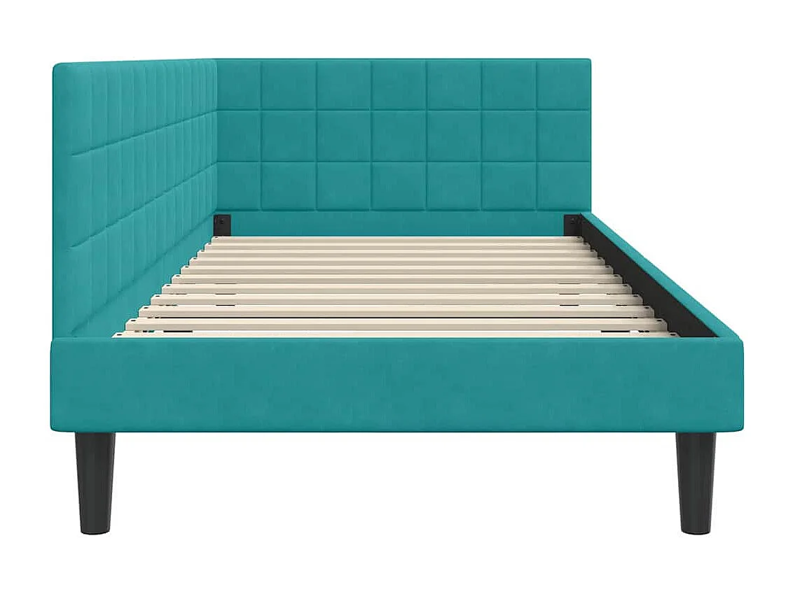 Cadre de lit d'angle Turquoise 90 x 200 cm Velours