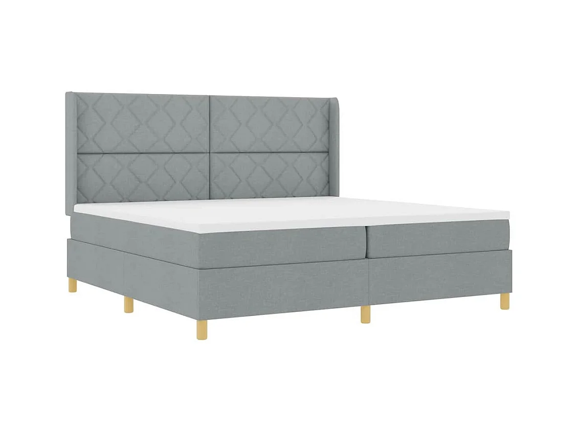 Cadre de lit avec matelas Gris clair 200 x 200 cm tissu