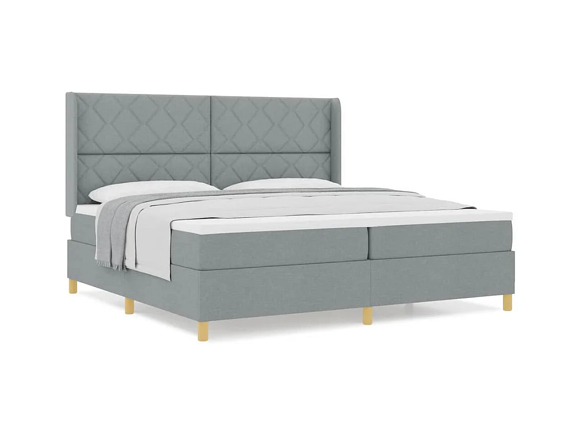 Cadre de lit avec matelas Gris clair 200 x 200 cm tissu