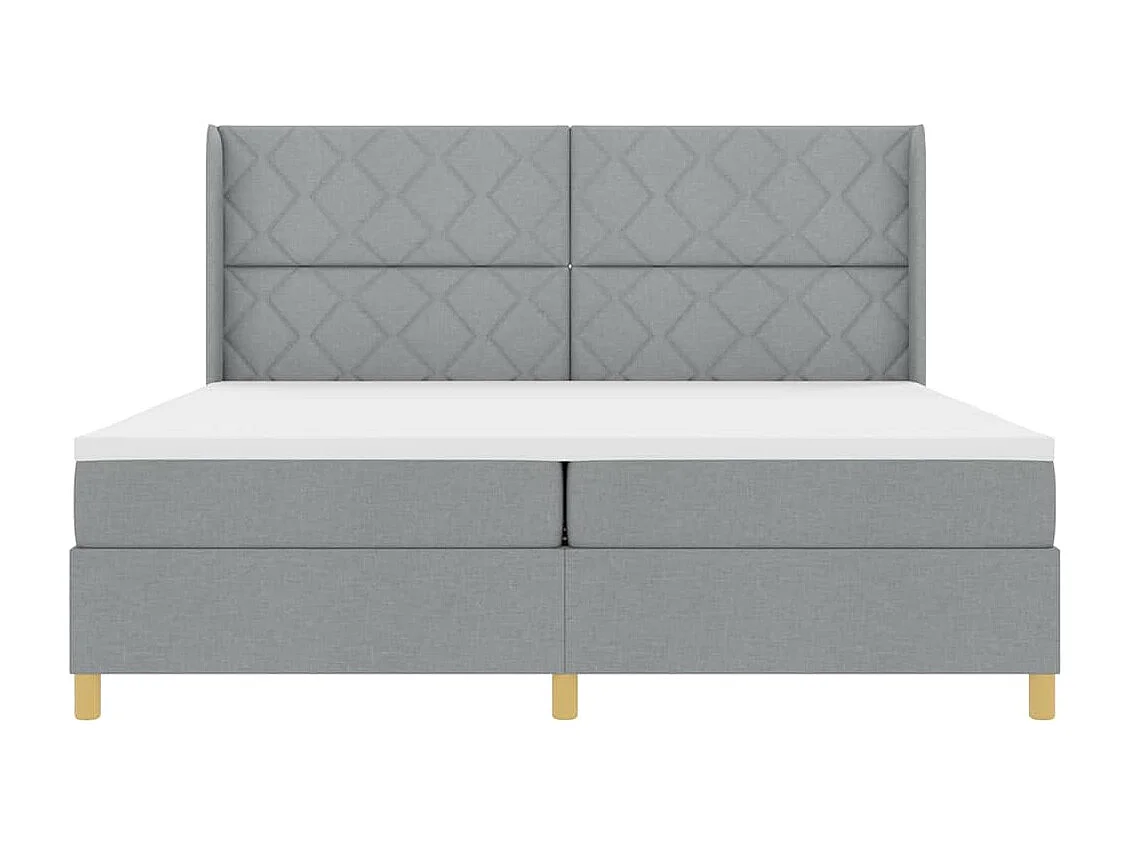 Cadre de lit avec matelas Gris clair 200 x 200 cm tissu