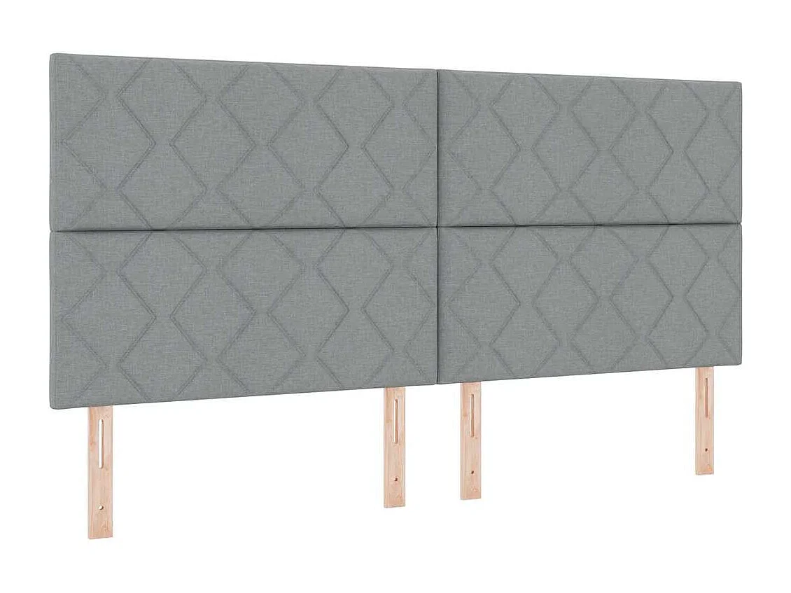 Cama con Somier con colchón Gris claro 200 x 200 cm tela