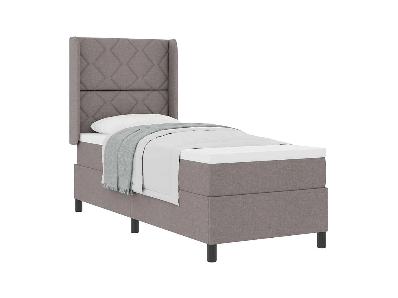 Boxspring bed met matras met hoofdeinde Taupe 90 x 190 cm Stof