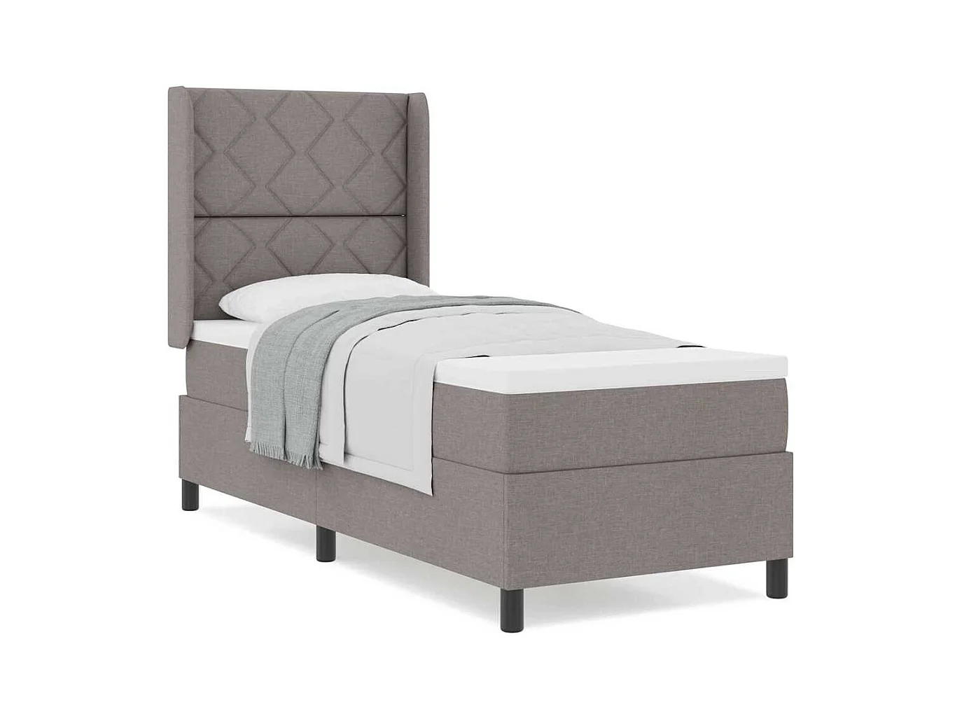 Boxspring bed met matras met hoofdeinde Taupe 90 x 190 cm Stof