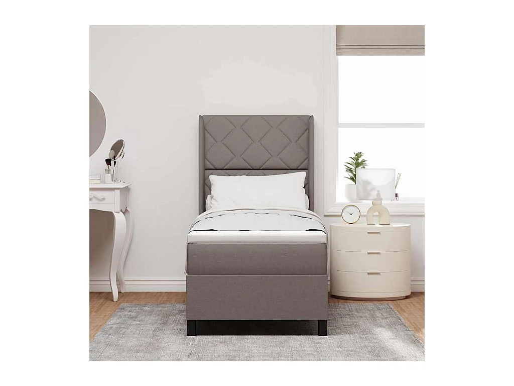 Boxspring bed met matras met hoofdeinde Taupe 90 x 190 cm Stof