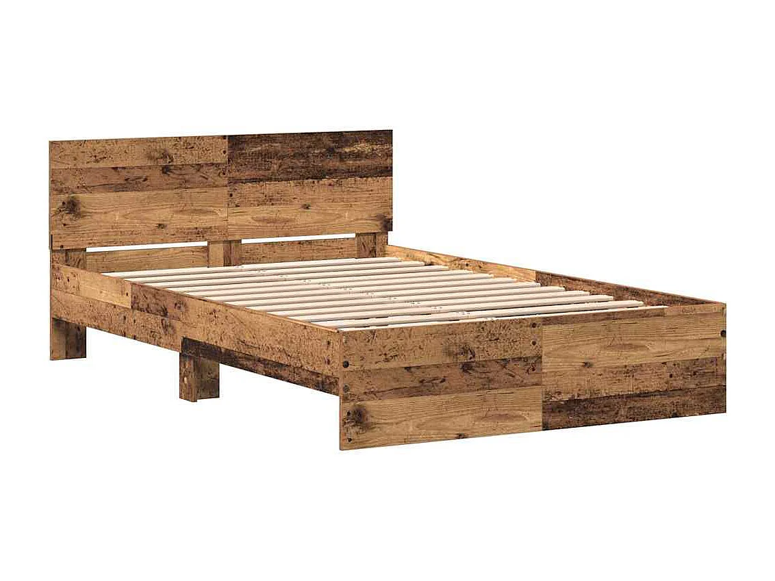 Cadre de lit avec tête de lit Bois Ancien 120 x 190 cm