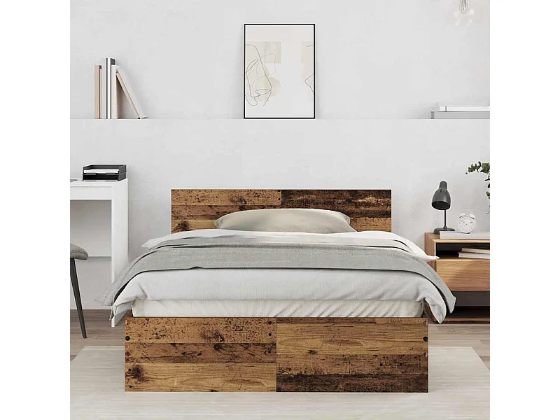 Estructura de Cama con Respaldo Madera Vieja 120 x 190 cm