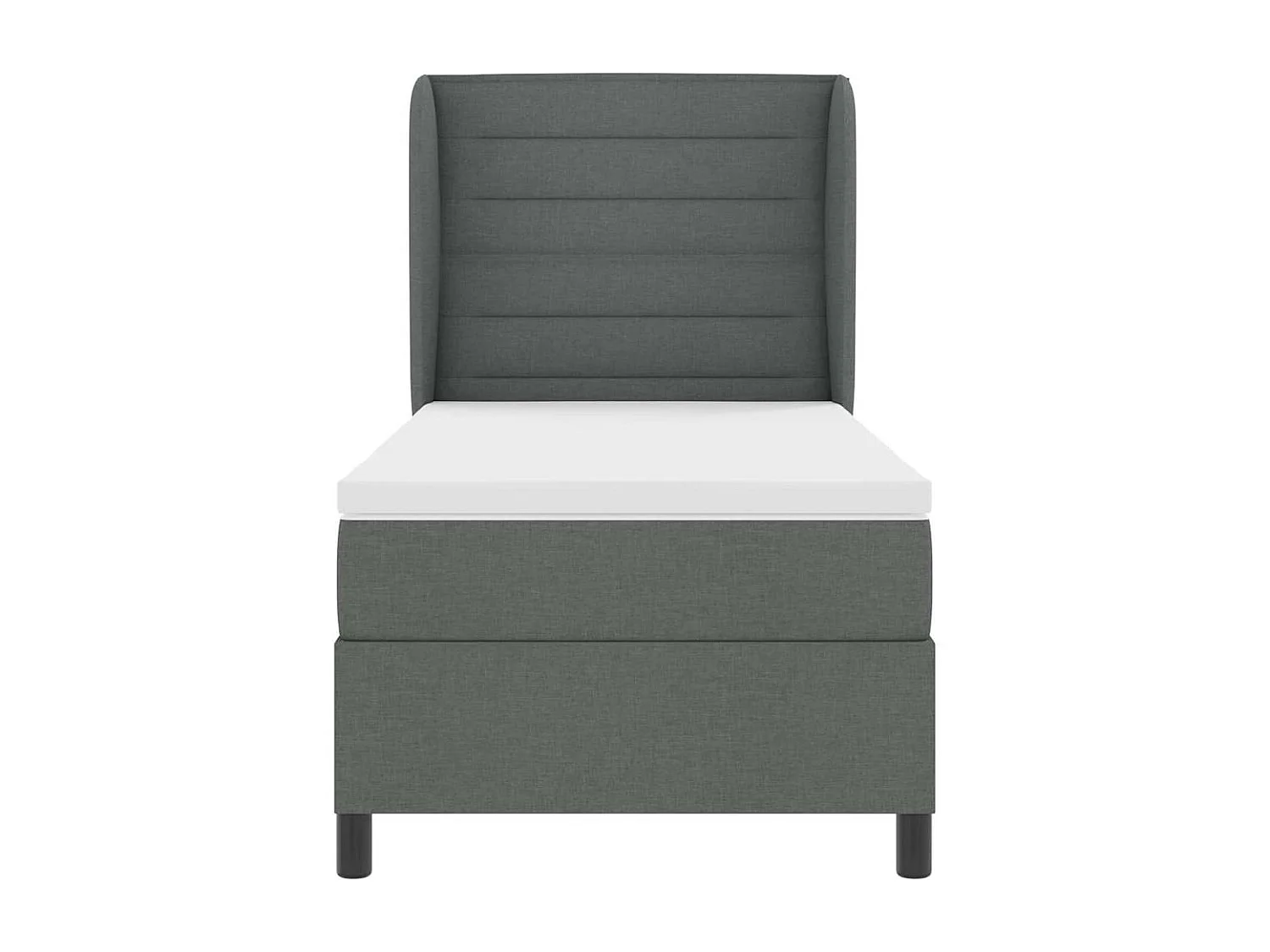 Cadre de lit avec matelas Gris foncé 90 x 200 cm tissu