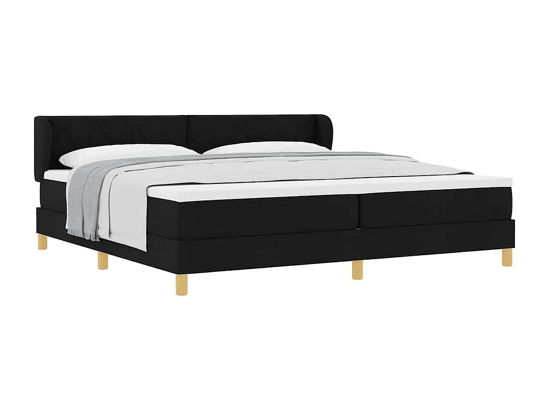 Cadre de lit avec Matelas Crème 90x200 cm Tissu Noir