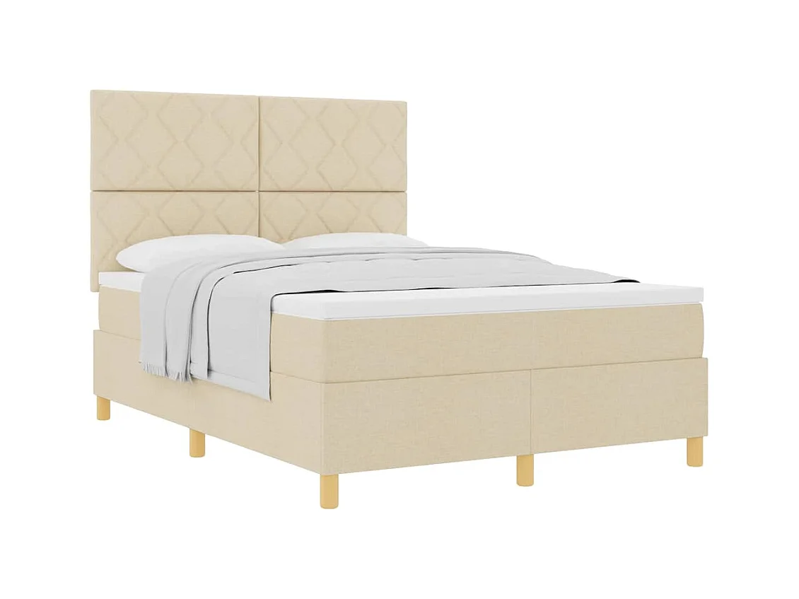 Cadre de lit avec tête de lit Crème 160 x 200 cm tissu