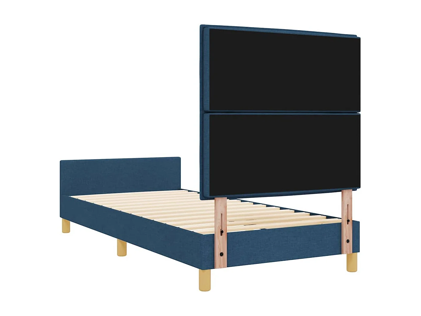 Estructura de cama con cabecera Azul 90 x 190 cm tela