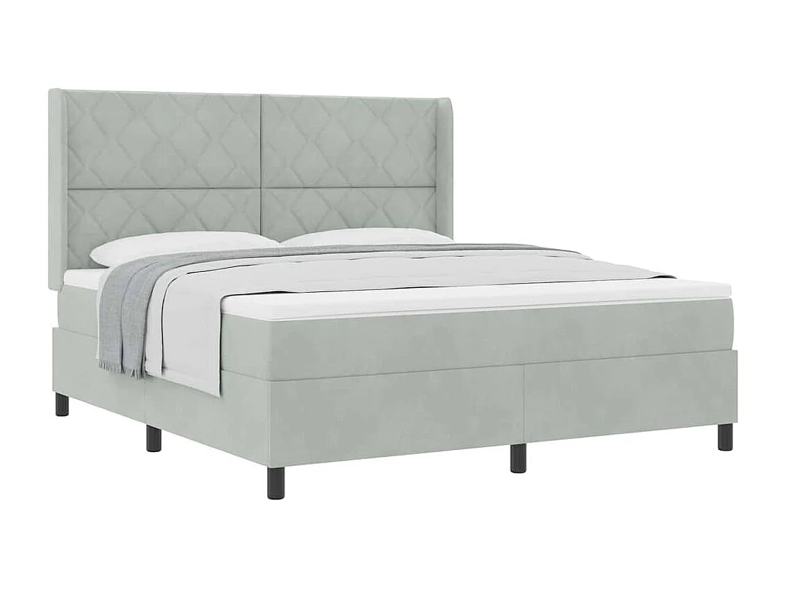 Cama tipo Box Spring Gris claro 180 x 200 cm Terciopelo