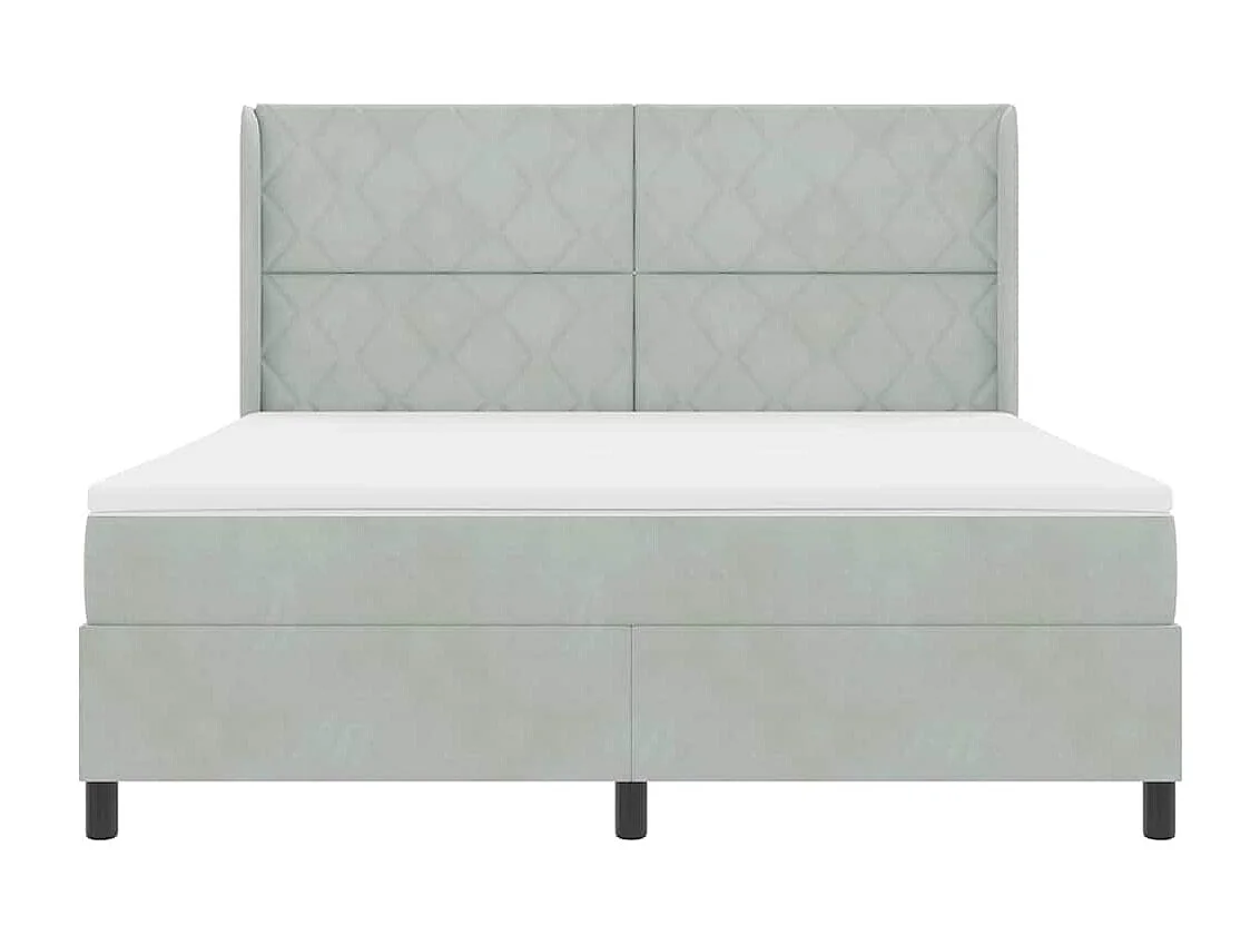 Cama tipo Box Spring Gris claro 180 x 200 cm Terciopelo