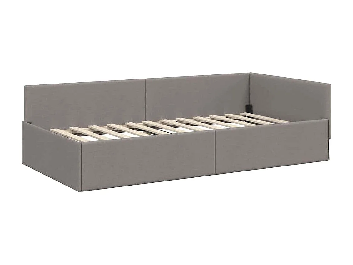 Cadre de lit d'angle avec tête de lit Taupe 100 x 200 cm