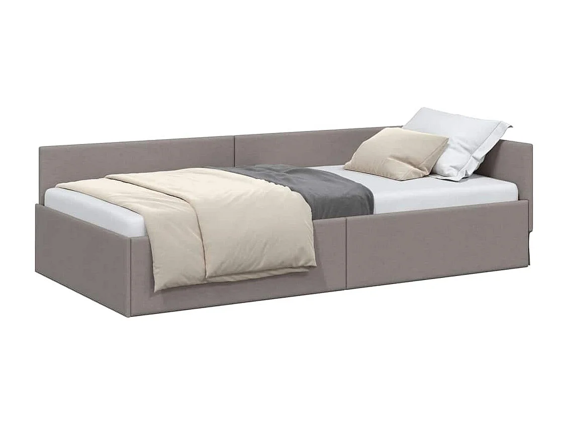 Cadre de lit d'angle avec tête de lit Taupe 100 x 200 cm