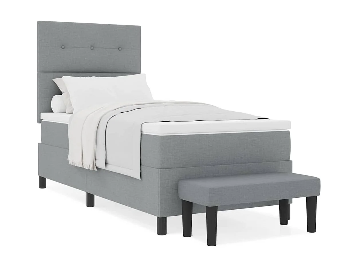 Cadre de lit avec matelas Gris clair 80 x 200 cm tissu