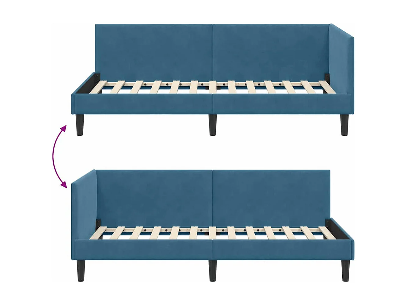 Estructura de cama en esquina Otro Manual Azul 90 x 200 cm