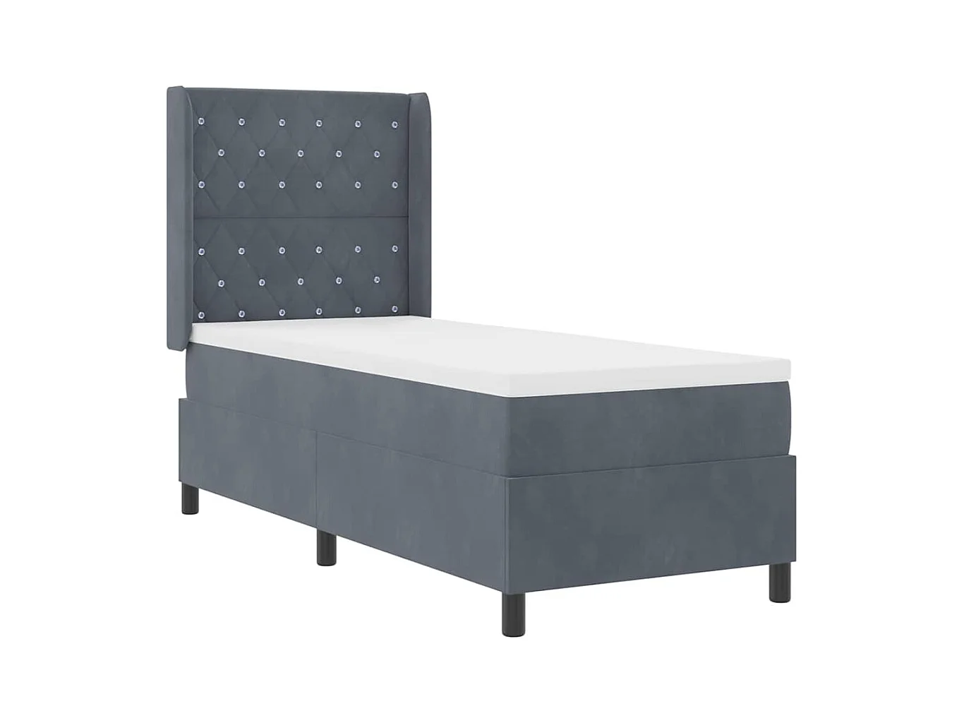 Cama con Box Spring LED y Colchón Gris oscuro 80 x 200 cm