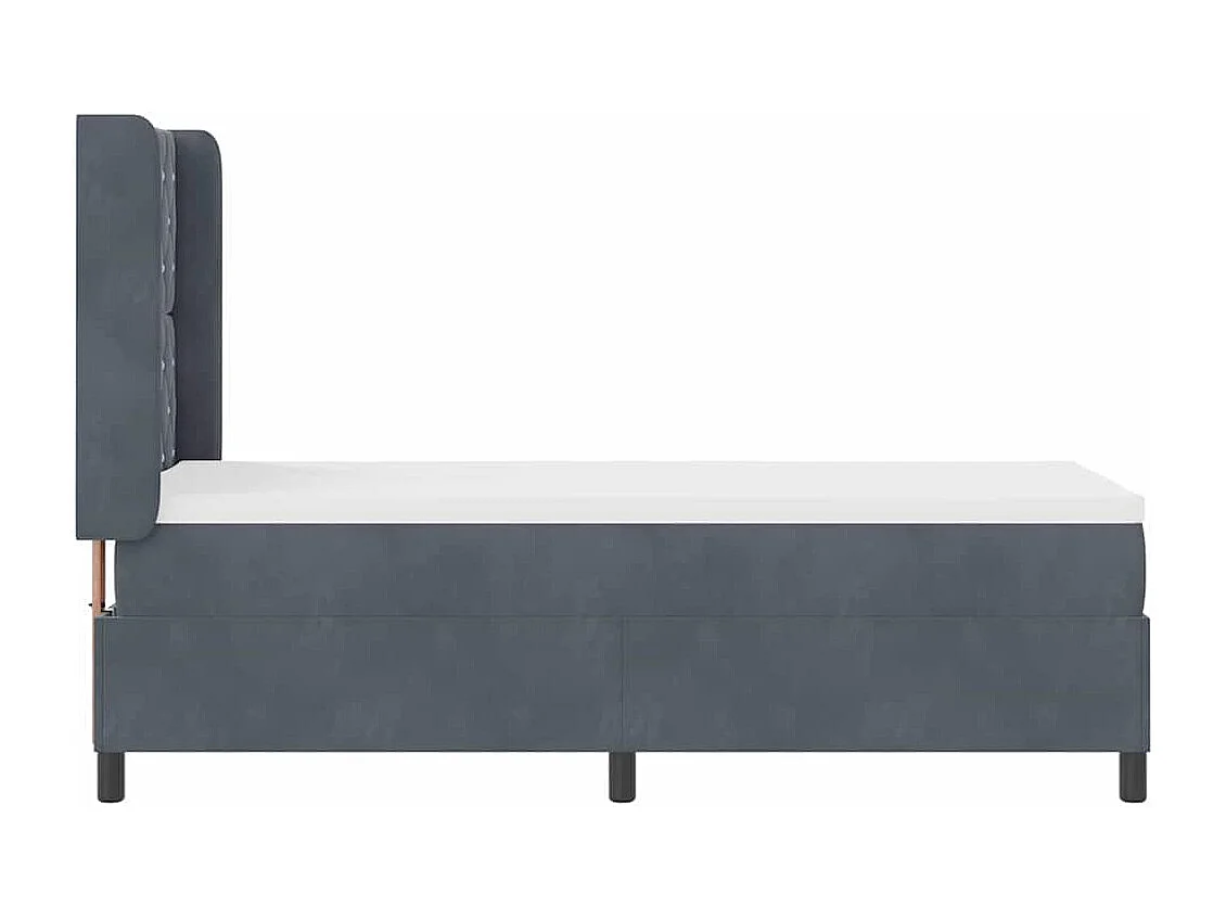 Cama con Box Spring LED y Colchón Gris oscuro 80 x 200 cm