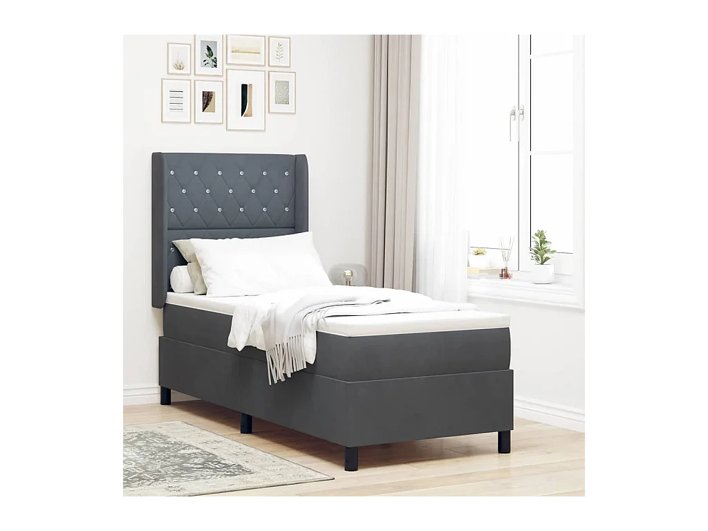 LED boxspring bed met matras Donkergrijs 80 x 200 cm Fluweel
