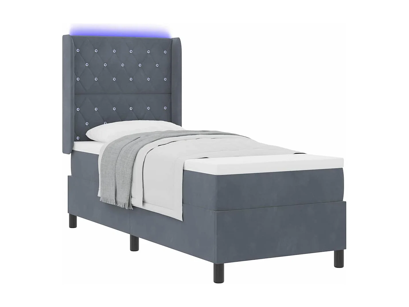 Cadre de lit avec Matelas LED Gris foncé 80 x 200 cm Velours