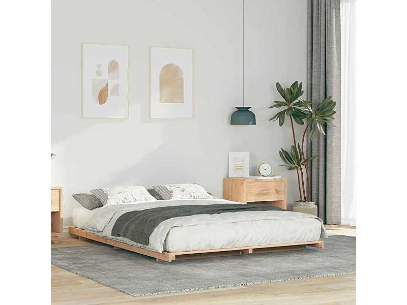 Estructura de cama Marrón 140 x 200 cm Madera maciza de pino