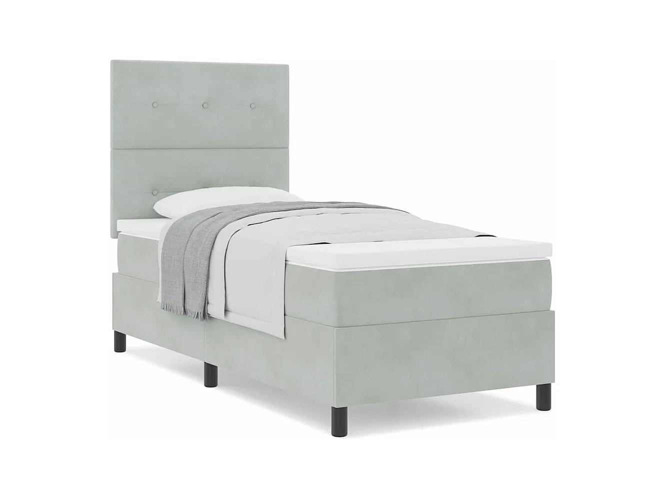 Cadre de lit avec matelas Gris clair 100 x 200 cm Velours