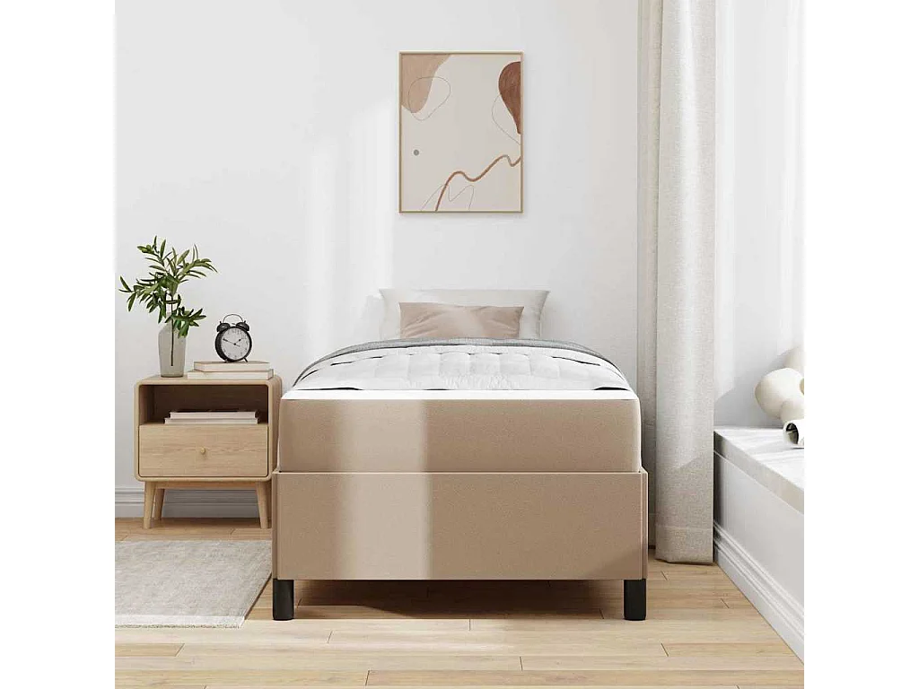 Cadre de lit avec matelas Cappuccino 100 x 200 cm Faux cuir