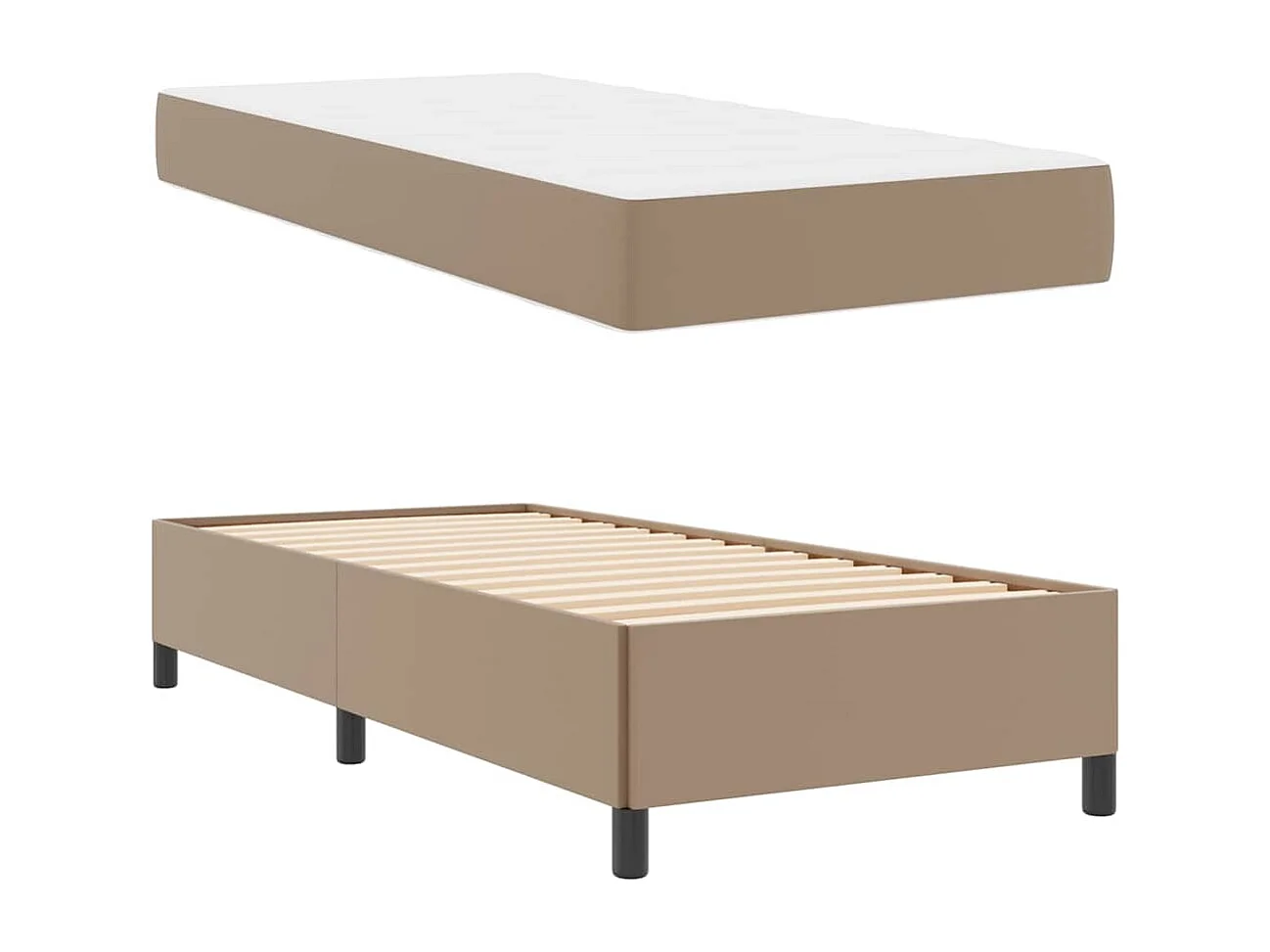 Cadre de lit avec matelas Cappuccino 100 x 200 cm Faux cuir