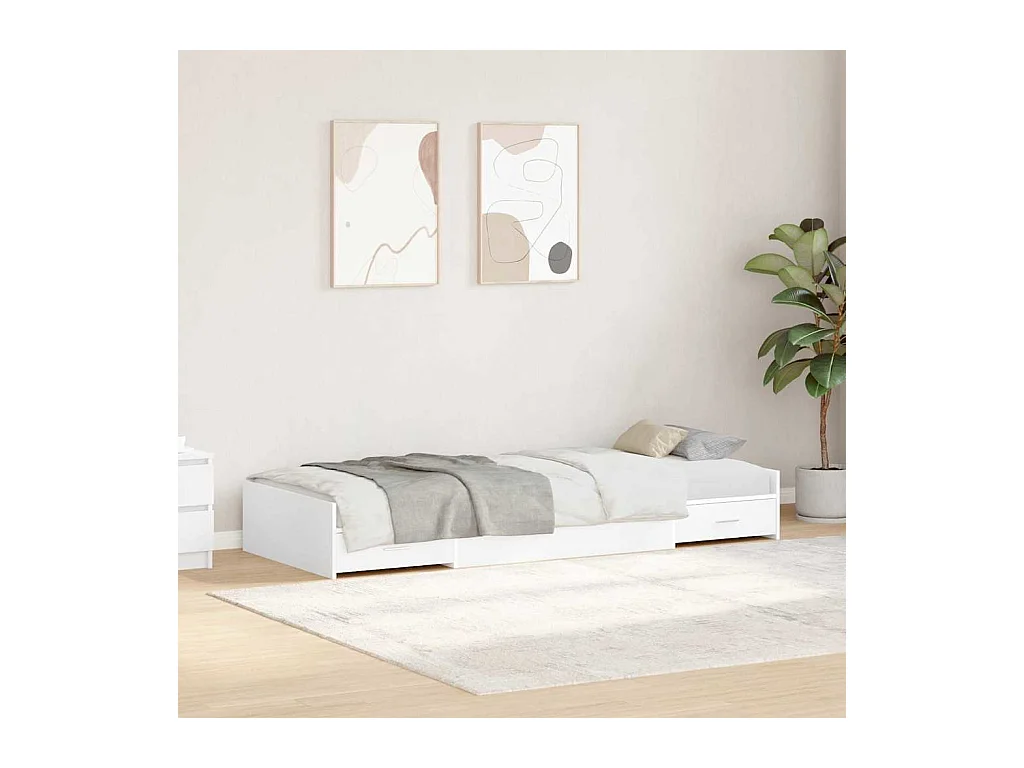Cadre de lit avec rangement avec tête de lit Blanc 100 x 200 cm