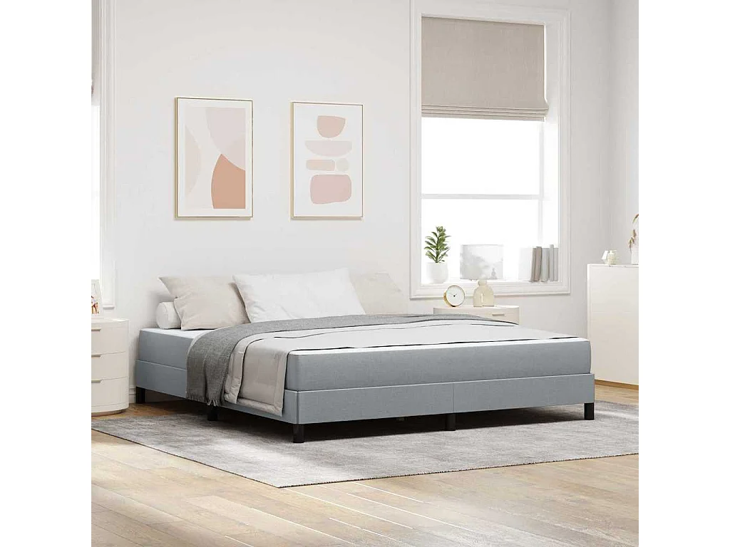 Cama tipo Box Spring con colchón Gris claro 180 x 200 cm tela