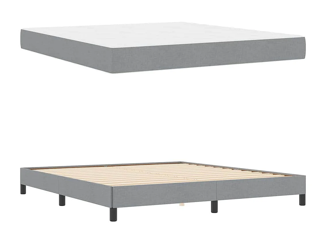 Cama tipo Box Spring con colchón Gris claro 180 x 200 cm tela