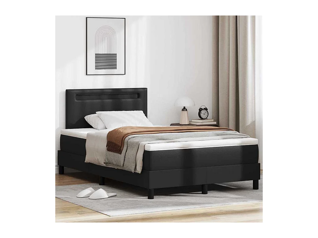 Cadre de lit avec matelas Noir 120 x 190 cm Faux cuir