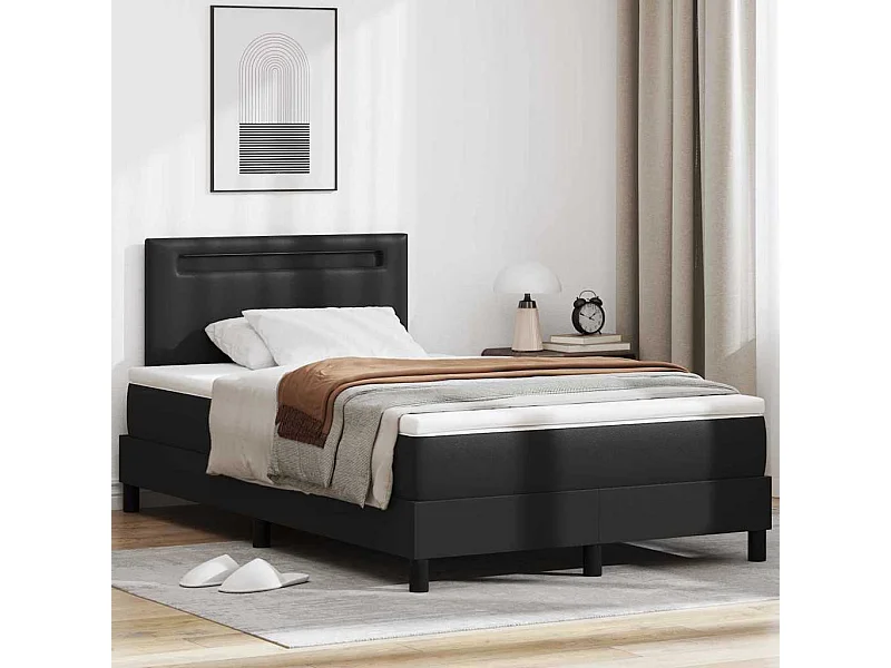 Cadre de lit avec matelas Noir 120 x 190 cm Faux cuir
