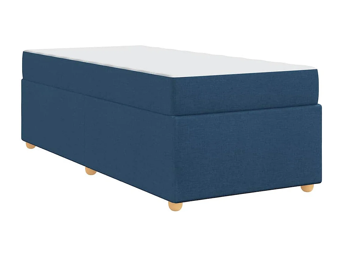 Cadre de lit avec matelas Bleu 90 x 190 cm tissu