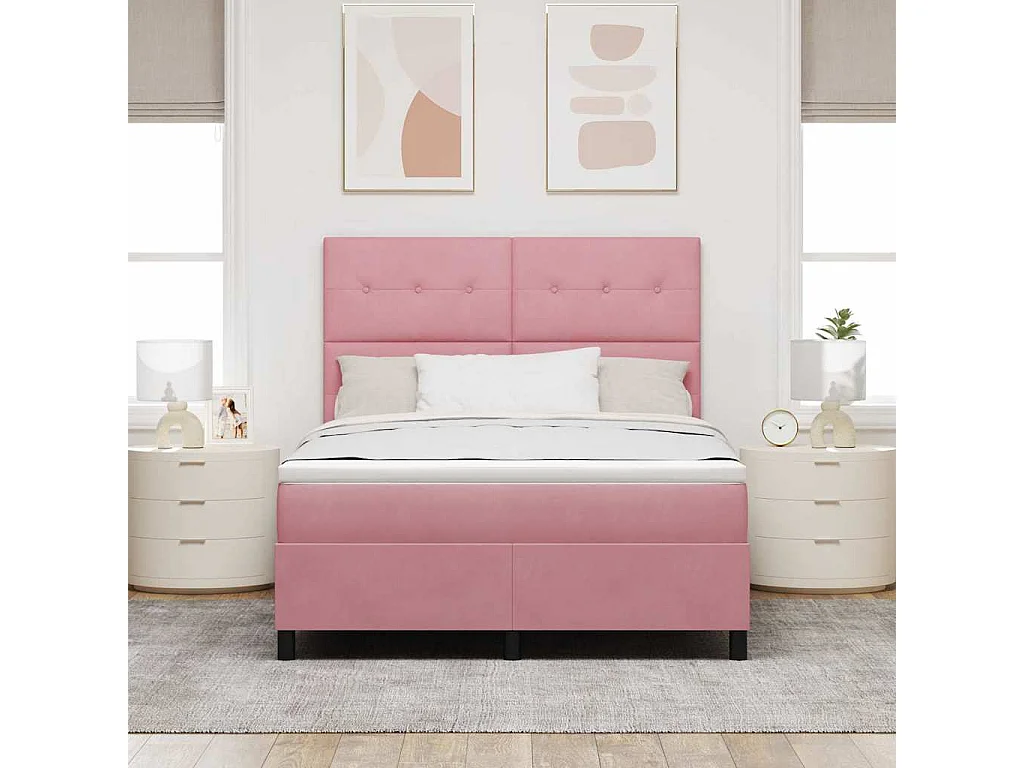 Cadre de lit avec matelas Rose 160 x 200 cm Velours