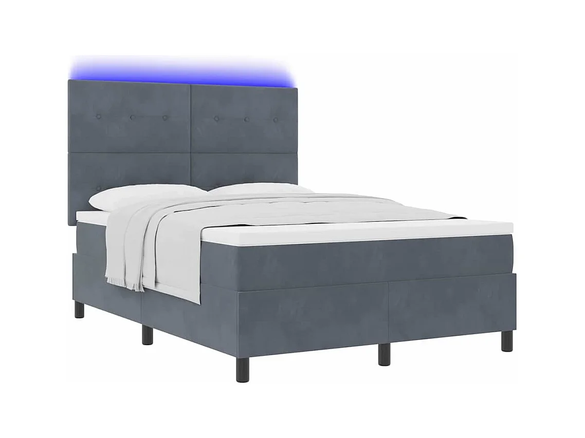 Cadre de lit avec matelas Gris foncé 160 x 200 cm Velours
