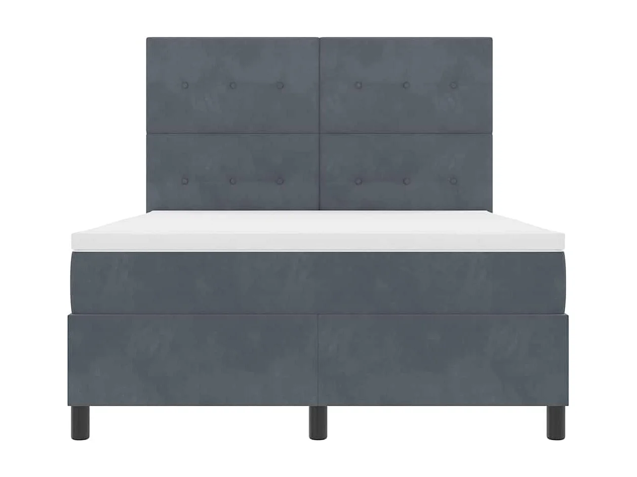 Cadre de lit avec matelas Gris foncé 160 x 200 cm Velours