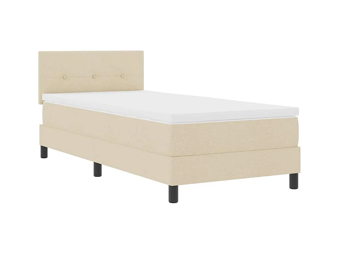 Cadre de lit avec matelas Crème 100 x 200 cm tissu