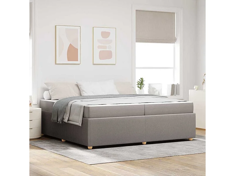 Cadre de lit avec matelas avec matelas Taupe 200 x 200 cm tissu