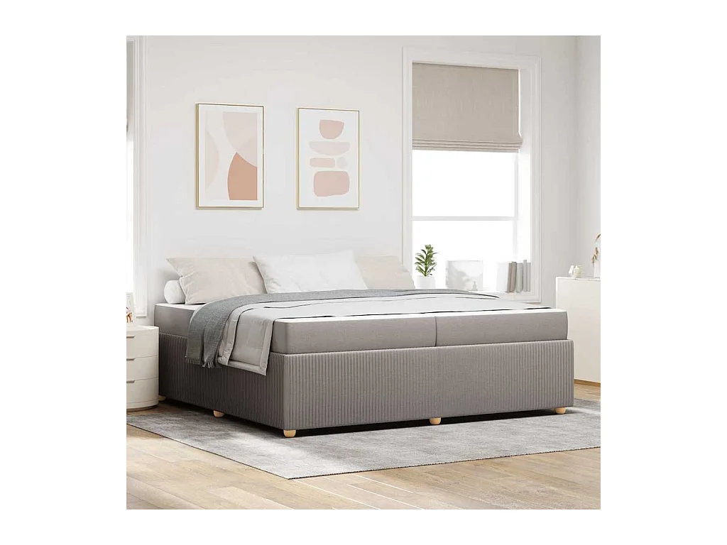 Cadre de lit avec matelas avec matelas Taupe 200 x 200 cm tissu