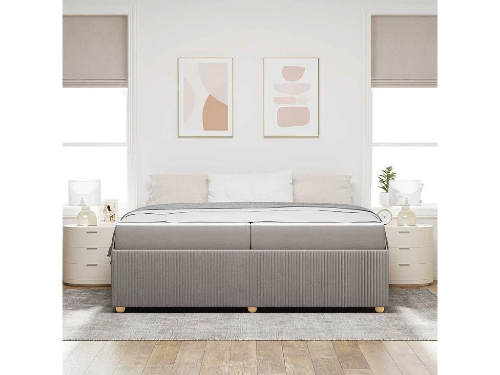 Cadre de lit avec matelas avec matelas Taupe 200 x 200 cm tissu