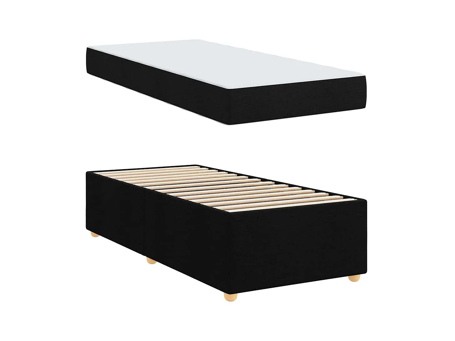 Cadre de lit avec matelas Noir 100 x 200 cm tissu