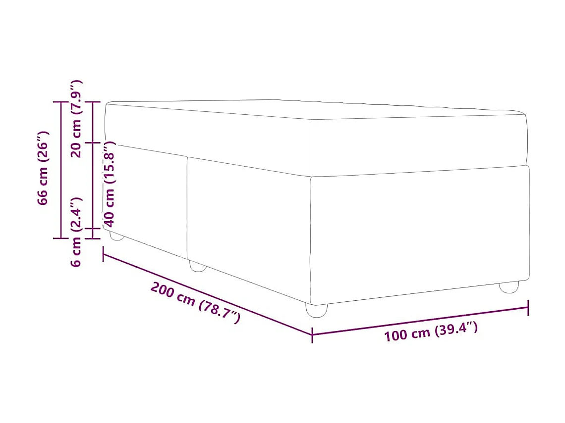 Cadre de lit avec matelas Noir 100 x 200 cm tissu