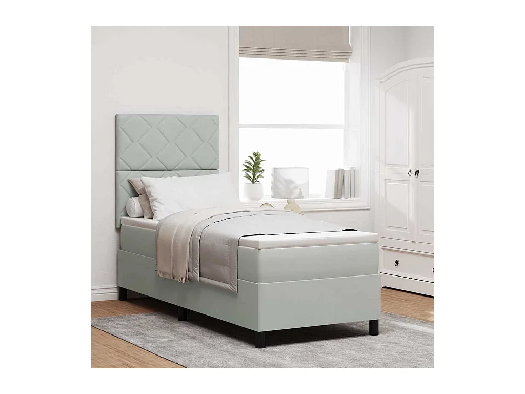Cadre de lit avec matelas Gris clair 80 x 200 cm Velours
