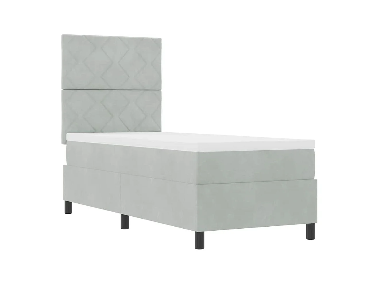 Cadre de lit avec matelas Gris clair 80 x 200 cm Velours